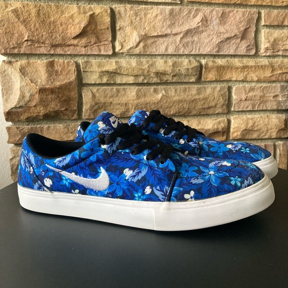Nike SB Satire Canvas Skateboarding Sneakers in Blue Floral - Mens Size 11 - Picture 1 of 9